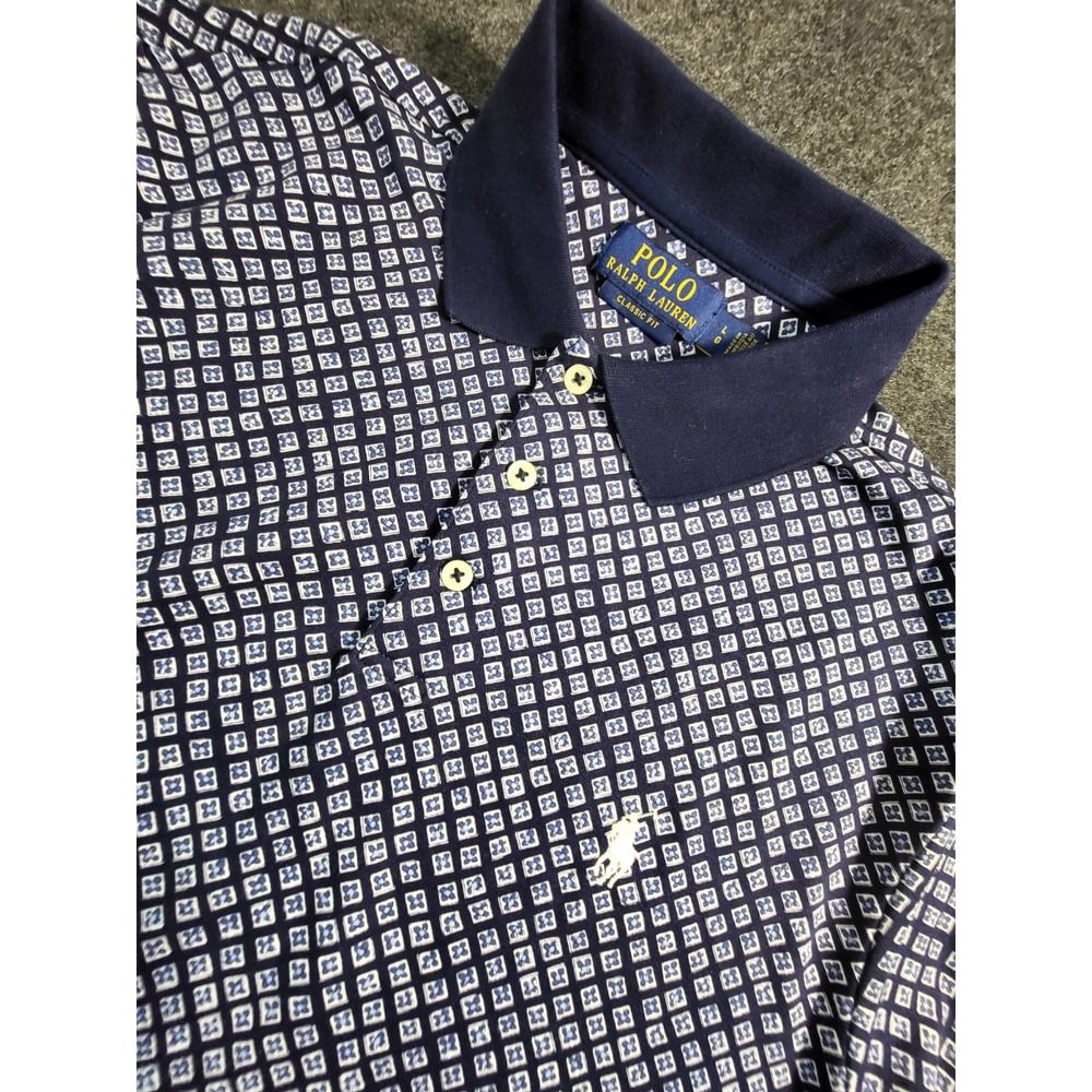 POLO RALPH LAUREN Golf Navy Blue All Over Print Men's Large Classic Fit